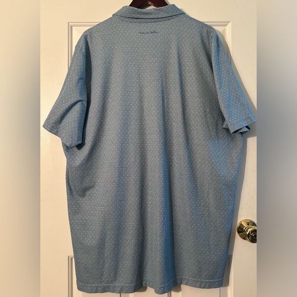 TRAVIS MATHEW XXXL Light Blue Polka Dot Golf Polo Pima Cotton Performance CLEAN - Picture 2 of 10